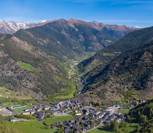 Mountains overlooking a town in Andorra
