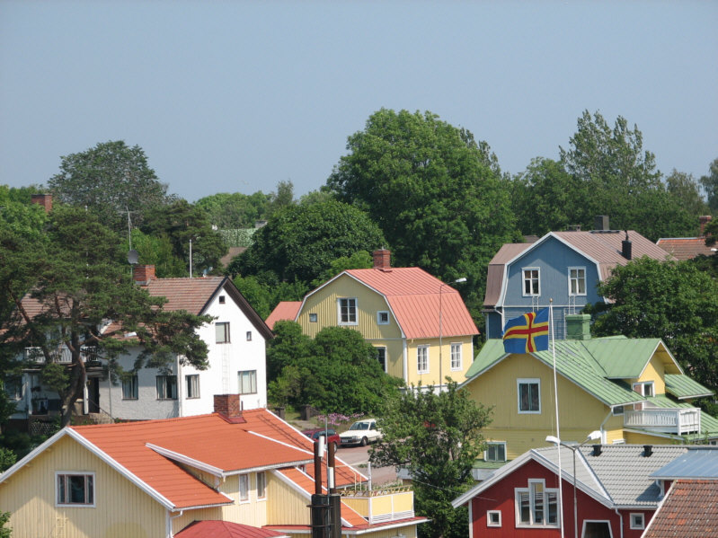 Colourful houses in Mariehamn.