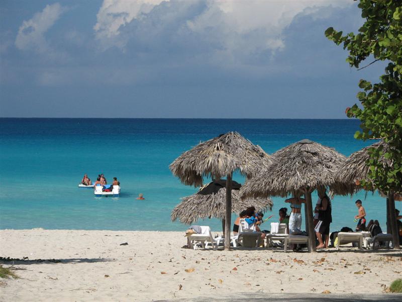 Umbrellas on a beach in Varadero, Cuba