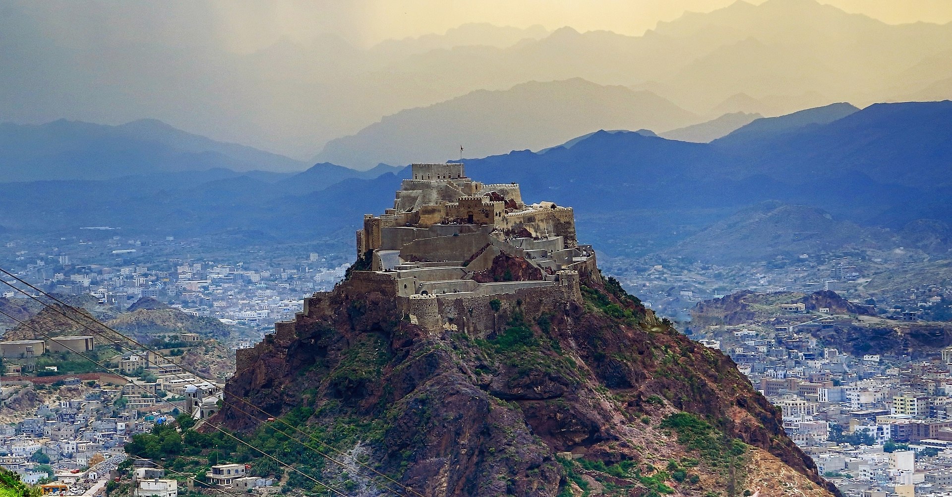 Castle on top of a hill in Taiz, Yemen