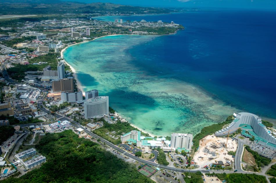 Aerial view of the Guam coast