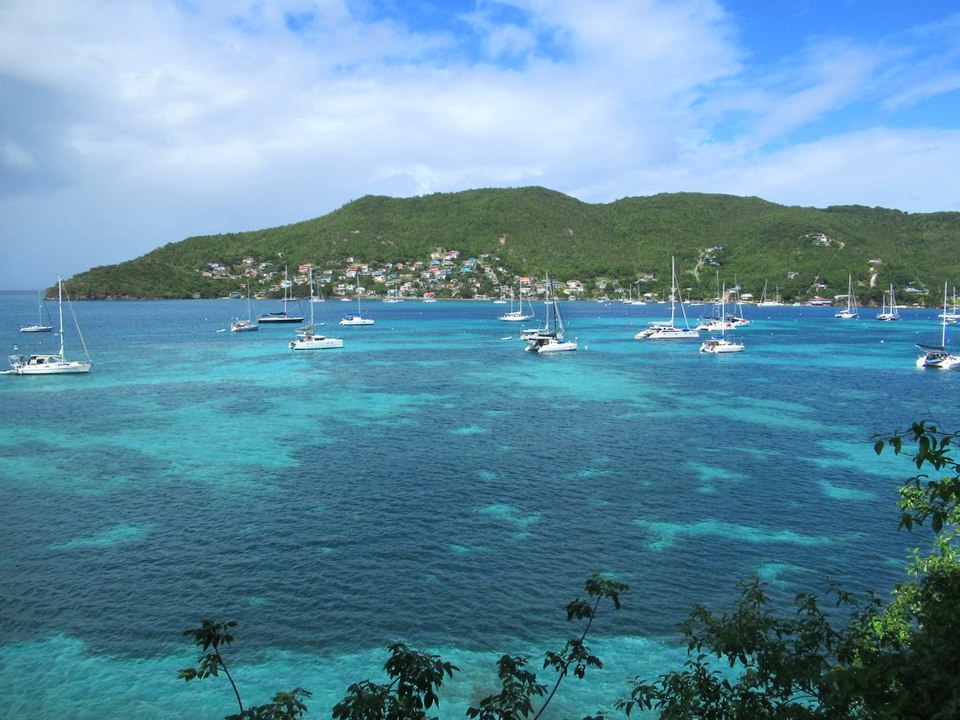 Sailboats on the water in Admiralty Bay, Bequia, Saint Vincent and the Grenadines