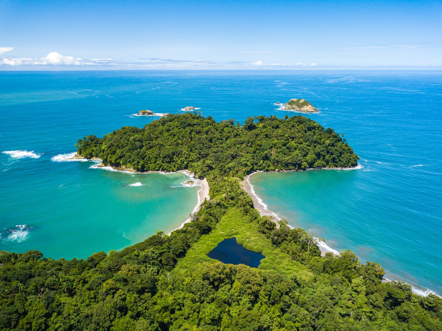 Aerial Drone view of Manuel Antonio National Park in Costa Rica