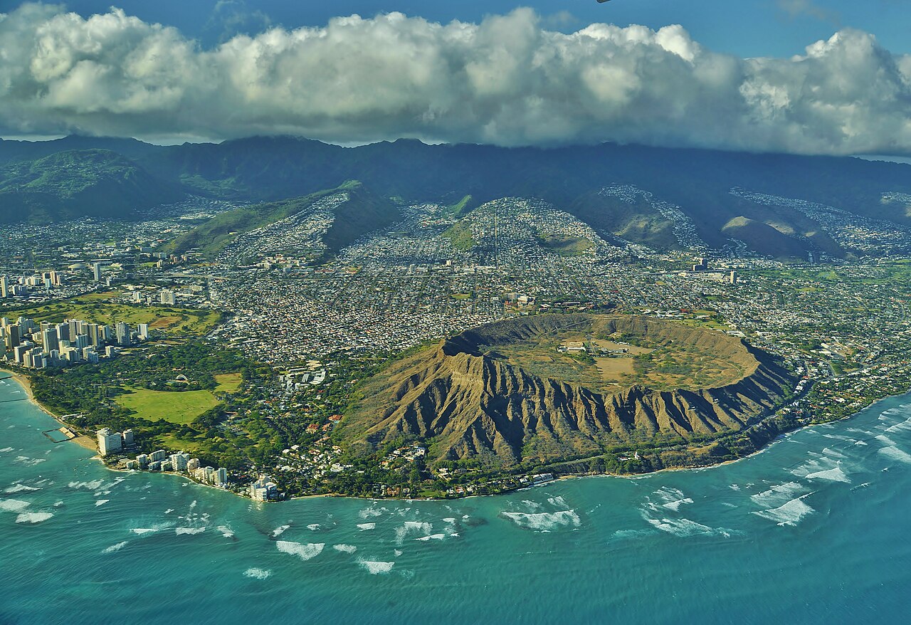 Diamond Head Hawaii aerial view