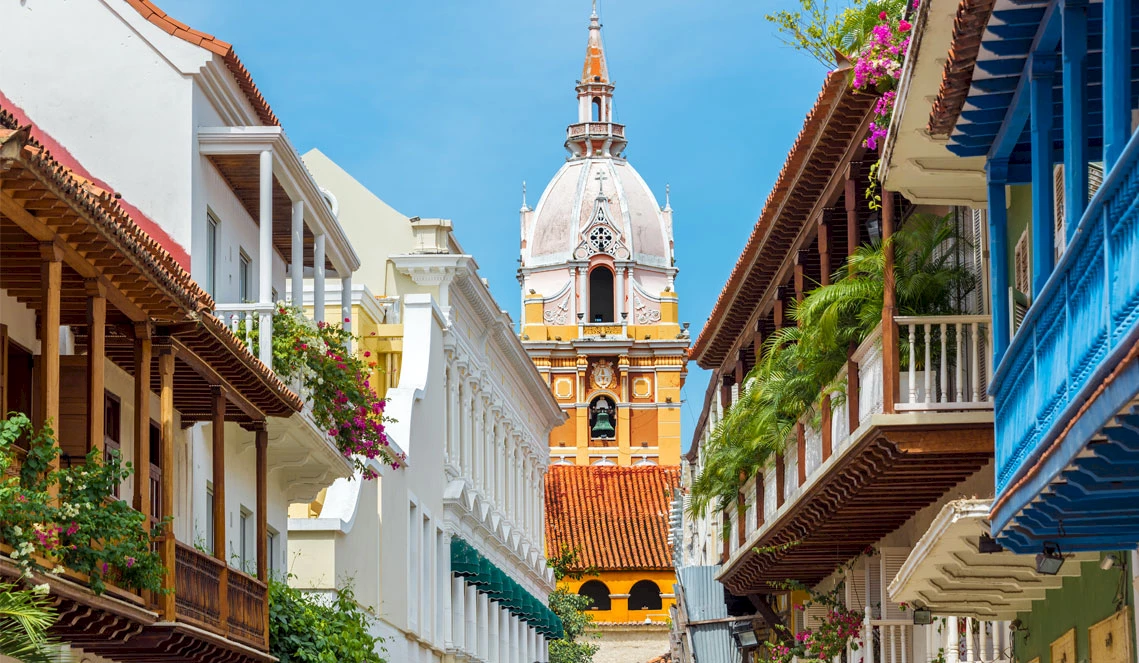 Colourful buildings in Cartagena, Colombia