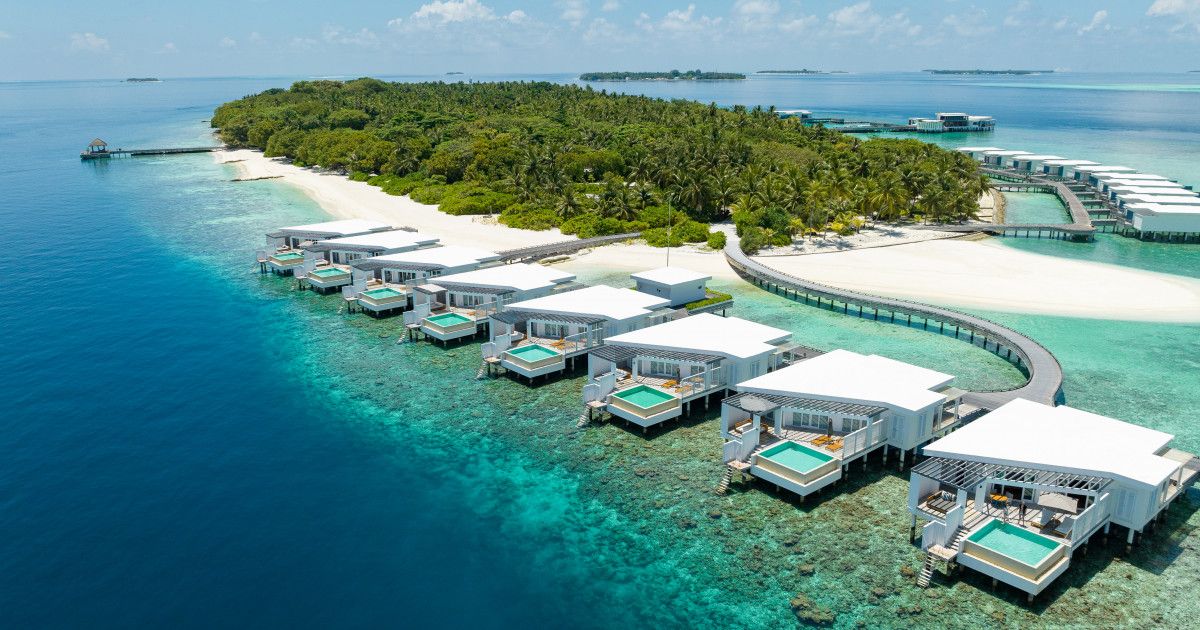 Villas on stilts above the ocean in Maldives